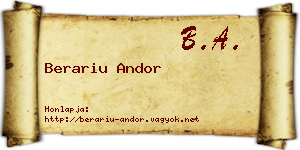 Berariu Andor névjegykártya